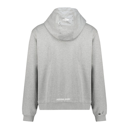 Light Grey Destroyed Zip Up Hoodie