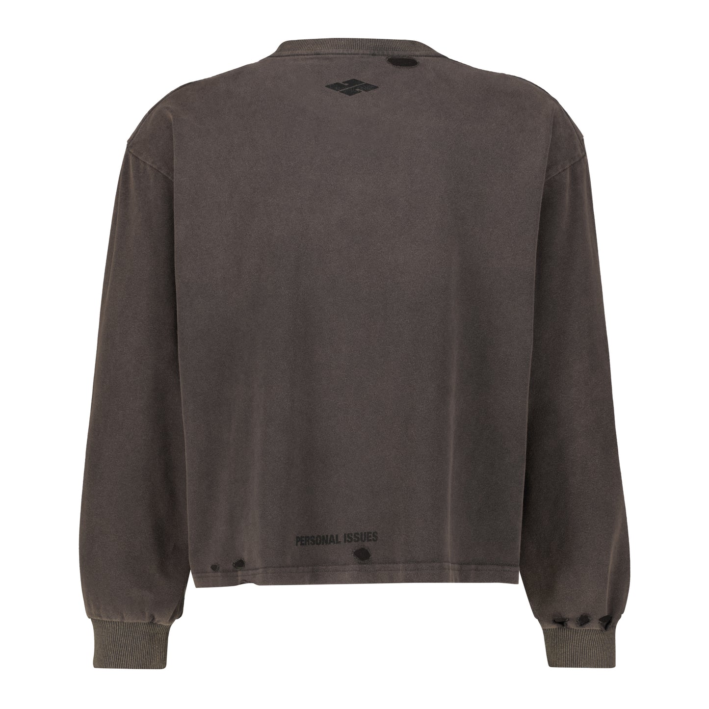 Dark Brown Oversized Cropped Long Sleeve T-Shirt