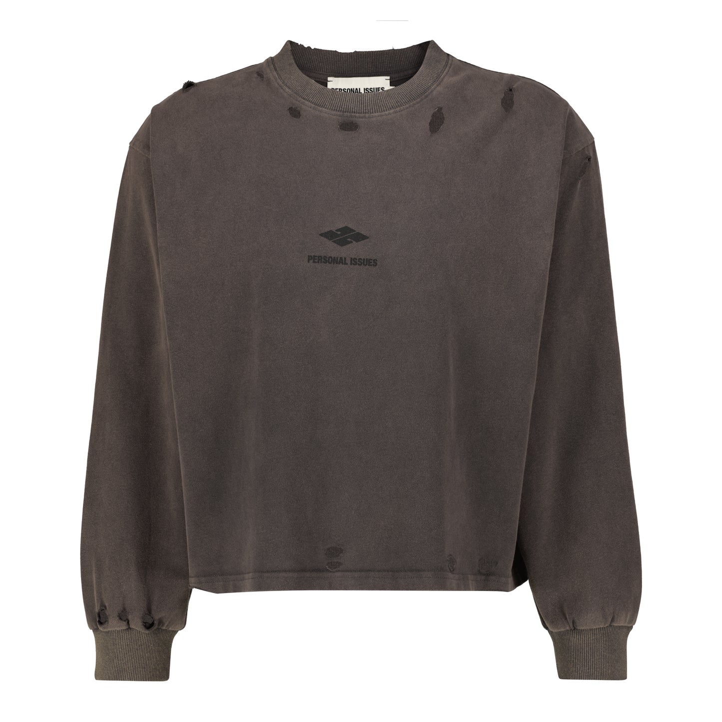Dark Brown Oversized Cropped Long Sleeve T-Shirt
