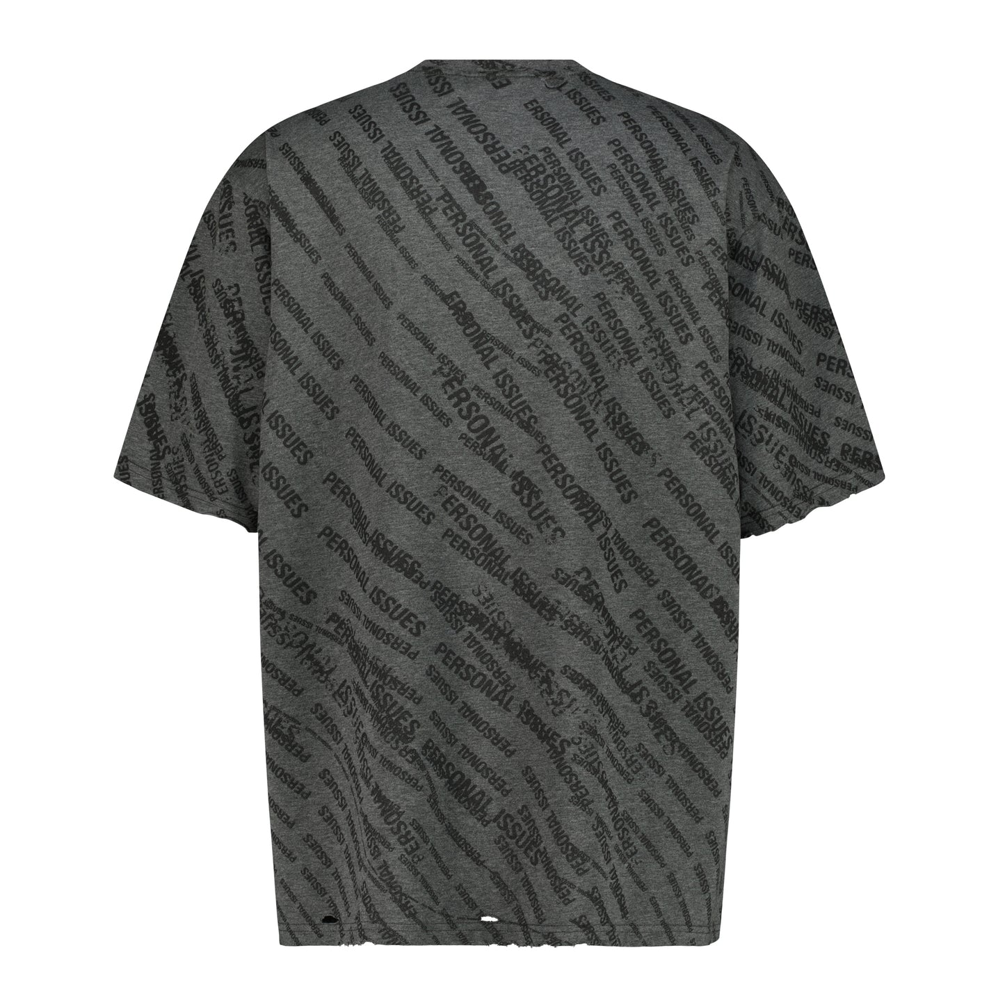 Stamped & Destroyed Oversized T-Shirt - Textured Grey