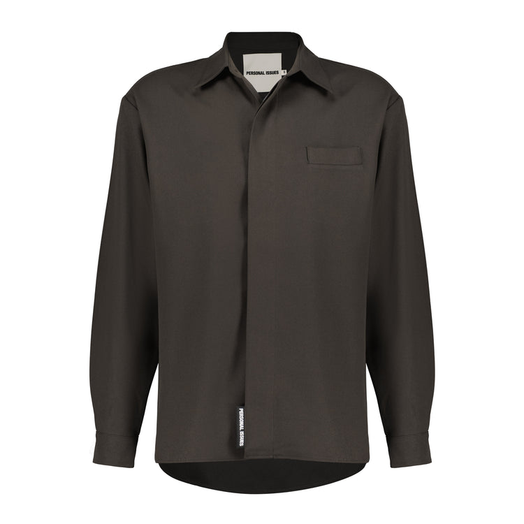 Dark Khaki Long Sleeve Oversized Shirt