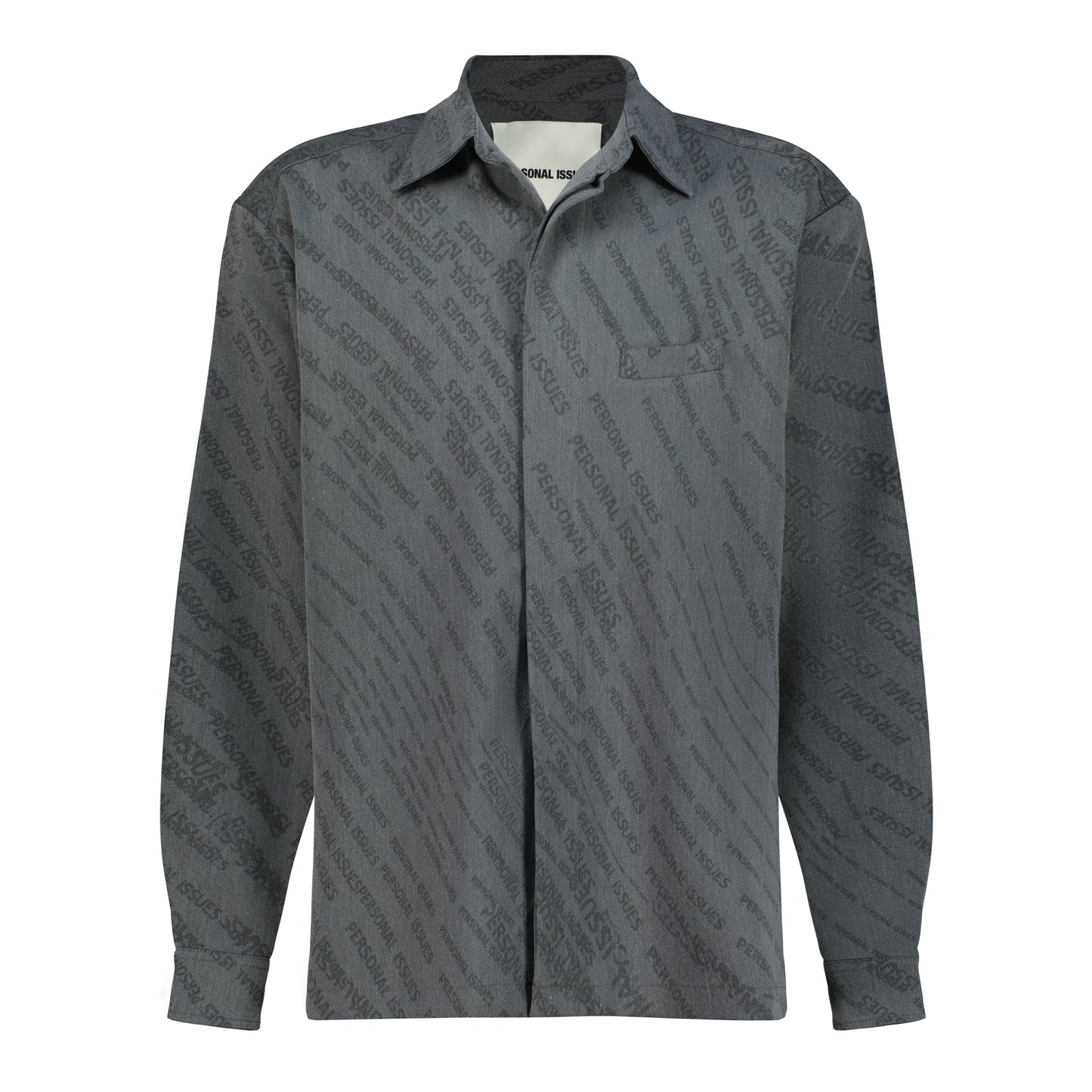 Dark Grey Big Fit Stamped logo Long Sleeve Shirt