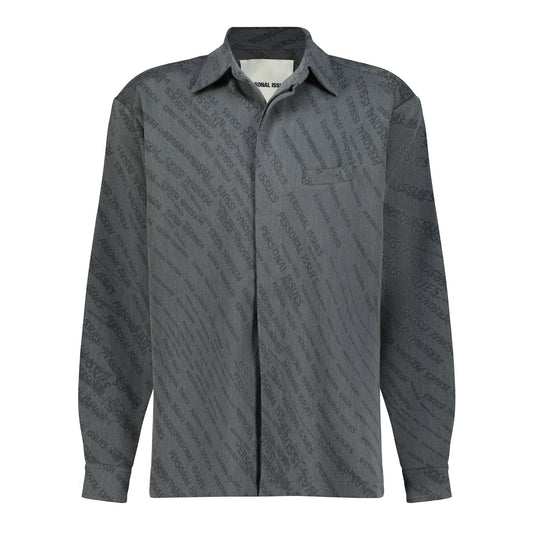 Dark Grey Big Fit Stamped logo Long Sleeve Shirt