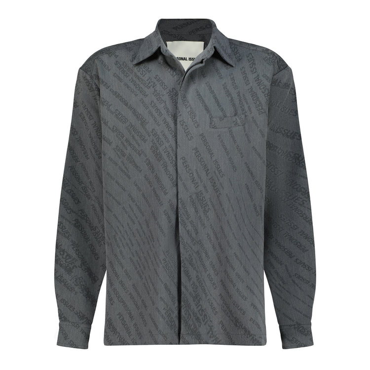 Dark Grey Big Fit Stamped logo Long Sleeve Shirt