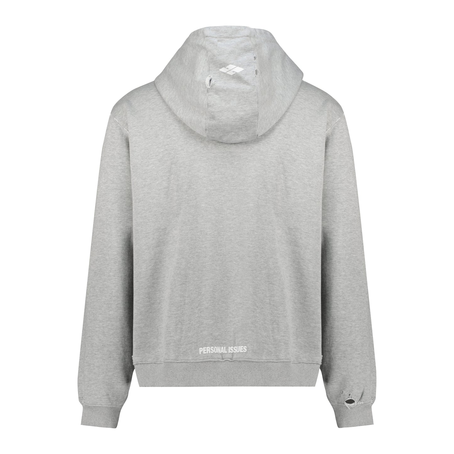 Light Grey Destroyed Zip Up Hoodie