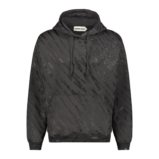 Dark Brown Destroyed Stamped Hoodie