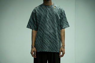 Stamped & Destroyed Oversized T-Shirt - Textured Grey